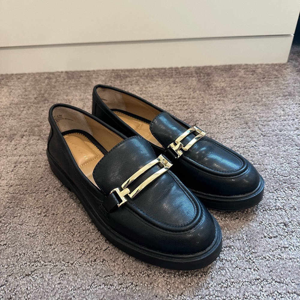 Kelly & Katie Black Loafers with Gold Accent